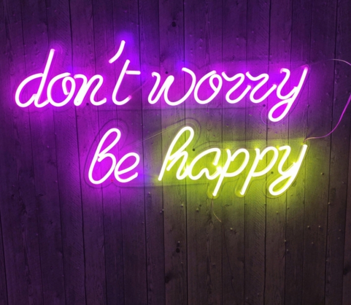 Don't worry be happy, Unbreakable Neon Sign, Neon Letters, Transparent background