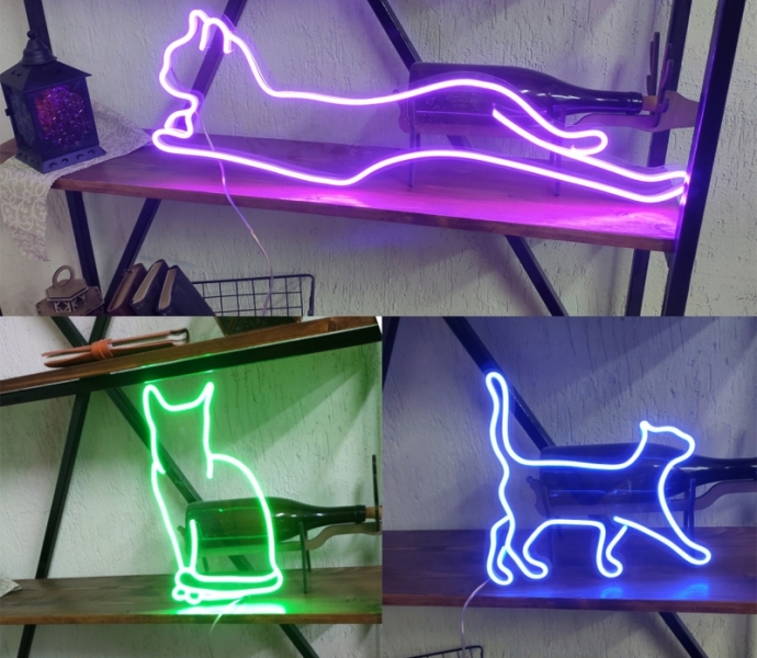 A Set of Cats, Unbreakable Neon Sign, Neon Nightlight 