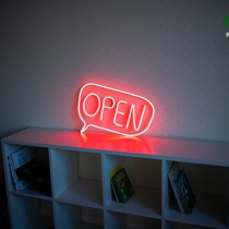 Open in a quote cloud, Unbreakable Neon Sign, Different colors, Transparent Background 