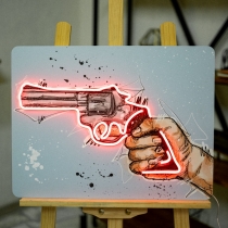 The Gun Poster with Neon Inserting, Unbreakable Neon Sign