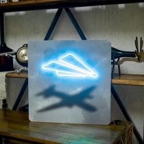 The Paper Plane Poster with Neon Inserting, Unbreakable Neon Sign 