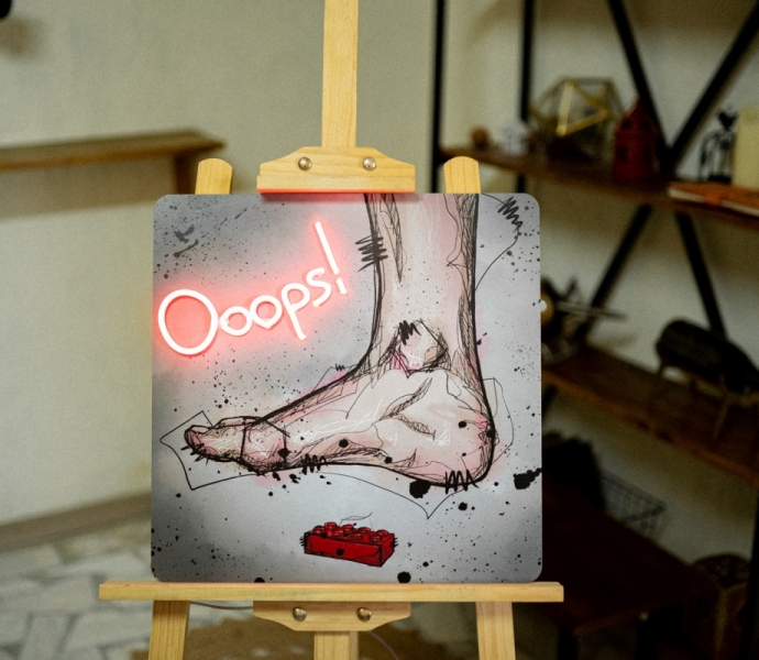 Feet Poster with Neon Inserting, Unbreakable Neon Sign