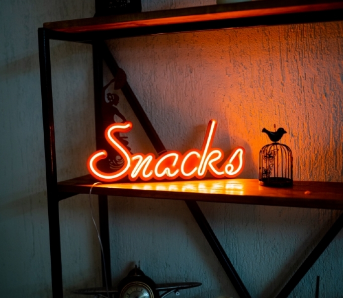 Snacks, Unbreakable Neon Sign Night Light, Frameless