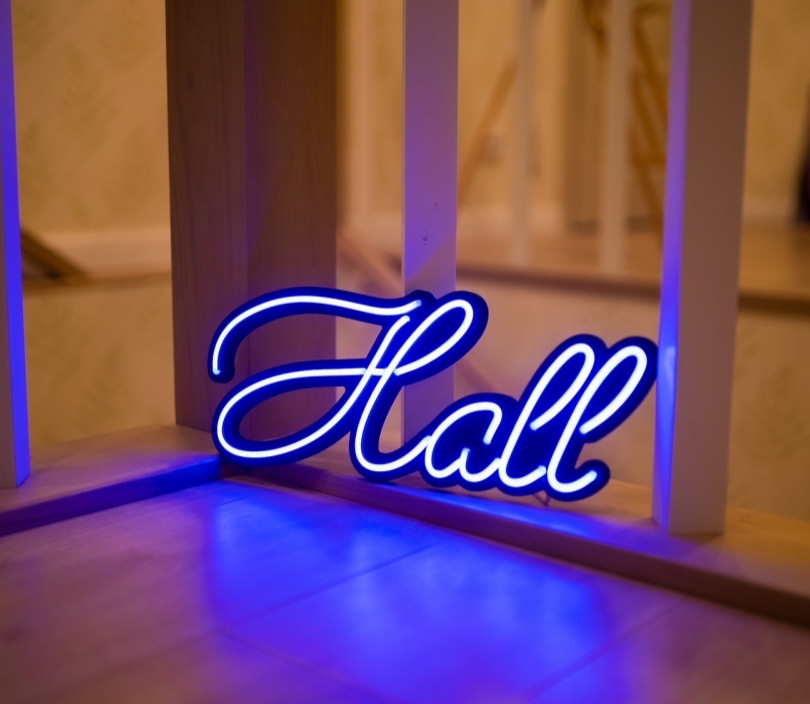 Hall, Unbreakable Neon Sign Night Light, Frameless, Wedding decor, Party decor