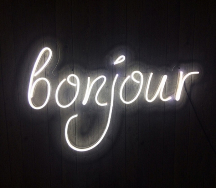 Bonjour, Unbreakable Neon Sign Night Light, Frameless