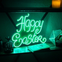 Happy Easter Unbreakable Neon Sign, Neon Letters, White background