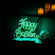 Happy Easter Unbreakable Neon Sign, Neon Letters, White background