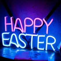 Happy Easter Unbreakable Neon Sign, Two colors,  Neon Letters, Transparent background