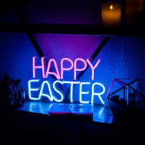 Happy Easter Unbreakable Neon Sign, Two colors,  Neon Letters, Transparent background