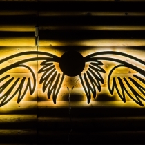 Wooden Angel Wings with Background Light Up Sign