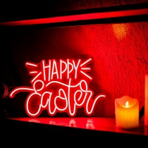 Happy Easter Unbreakable Neon Sign, Neon Letters, White background