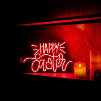 Happy Easter Unbreakable Neon Sign, Neon Letters, White background