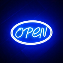 Open with a double oval frame, Unbreakable Neon Sign