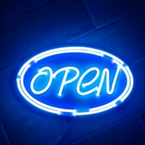 Open with a double oval frame, Unbreakable Neon Sign