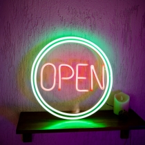 Open with a double round frame, Unbreakable Neon Sign
