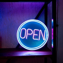 Open with a double round frame, Unbreakable Neon Sign