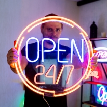 Open 24/7, Unbreakable Neon Sign
