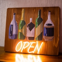 Open with bottles, Unbreakable Neon Sign
