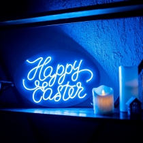 Happy Easter Unbreakable Neon Sign, Neon Letters, White background