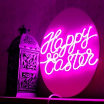 Happy Easter Unbreakable Neon Sign, Neon Letters, White background