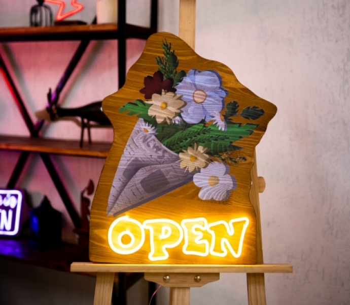 Open with a bouquet, Unbreakable Neon Sign