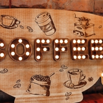 Light Up Cup of Coffee Sign Wall Lamp