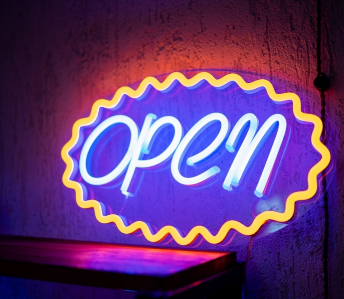 Open with a wavy frame, Unbreakable Neon Sign
