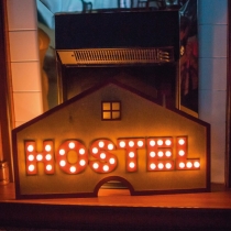 Light Up Hostel Sign, Wall Lamp
