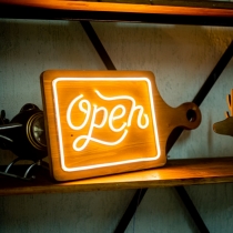 Open on a Cutting board, Unbreakable Neon Sign
