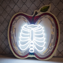 Apple with a Skeleton Rib Cage, Unbreakable Neon Sign