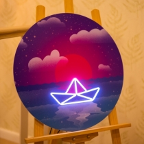 Paper boat, Scenery, Origami, Unbreakable Neon Sign