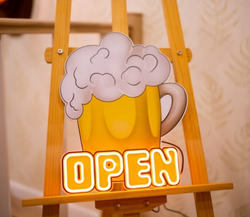 Open, Beer Glass, Unbreakable Neon Sign