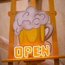 Open, Beer Glass, Unbreakable Neon Sign