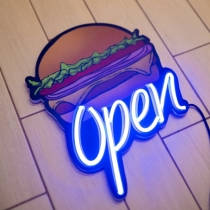 Open, Burger, Unbreakable Neon Sign