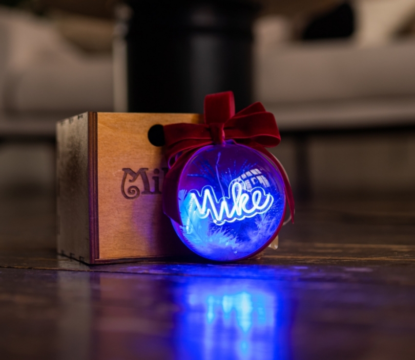 Custom Christmas Tree Ball with Neon Name + Additional Decorative Features, Christmas Tree Decor, Neon Sign, Christmas Toys
