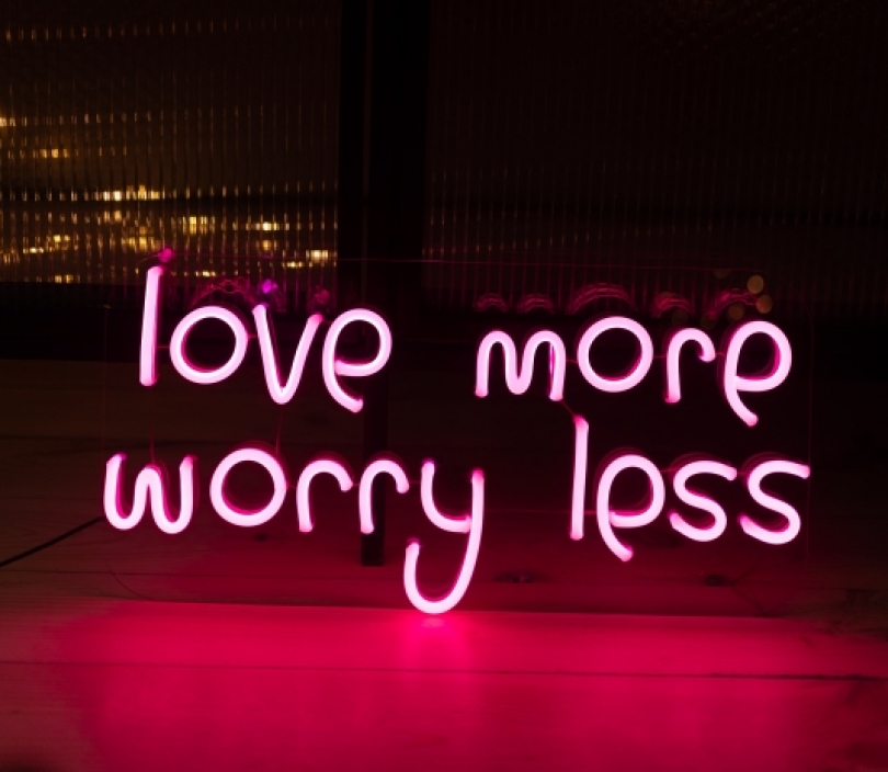 Love More Worry Less, Unbreakable Neon Sign, Neon Nightlight, Beautiful Gift.