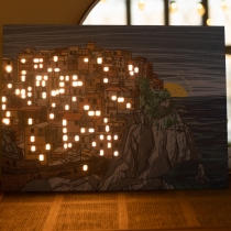 Manarola At Sunset, Peaceful Paysage, Picture On Canvas , Nightlight, Unforgettable Gift.
