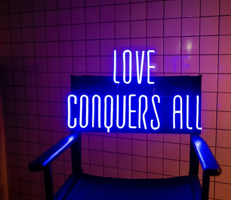 Love Conquers All, Unbreakable Neon Sign, Neon Nightlight, Beautiful Gift.