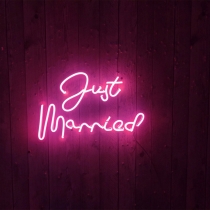 Just Married, Unbreakable Neon Sign, Neon Letters, Transparent background