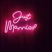 Just Married, Unbreakable Neon Sign, Neon Letters, Transparent background