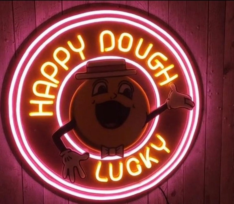 Happy Dough, Multicolored Unbreakable Neon Sign, Neon Nightlight, Beautiful Gift.