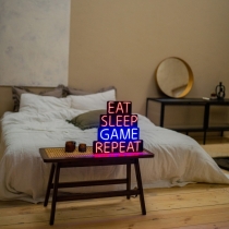 Eat Sleep Game Repeat, Unbreakable Neon Sign, Neon Nightlight, Beautiful Gift.