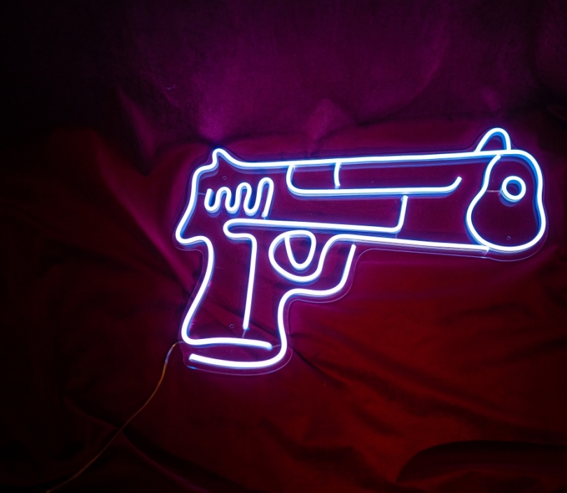Gun, Unbreakable Neon Sign, Neon Nightlight, Beautiful Gift.