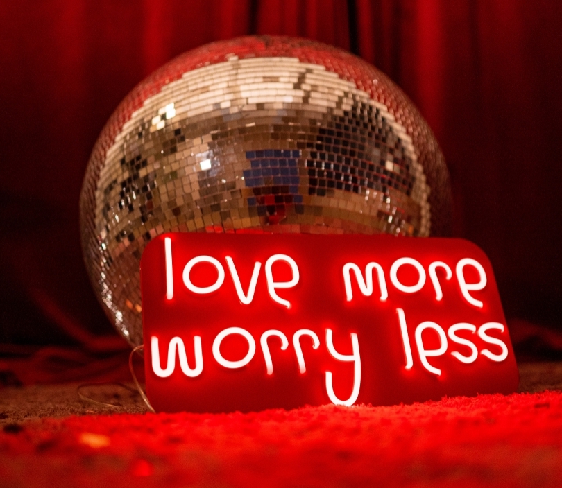 Love More Worry Less, Unbreakable Neon Sign, Neon Nightlight, Beautiful Gift.
