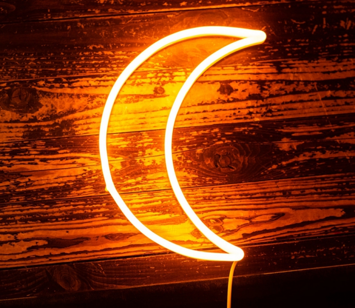 The Moon, Unbreakable Neon Sign, Transparent background
