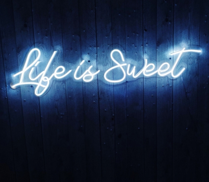 Life is sweet, Unbreakable Neon Sign, Neon Letters, Transparent background