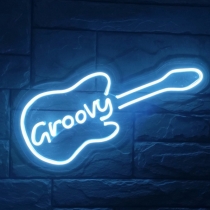 Personalized Guitar, Groovy, Unbreakable Neon Sign, Music Sign, Transparent background