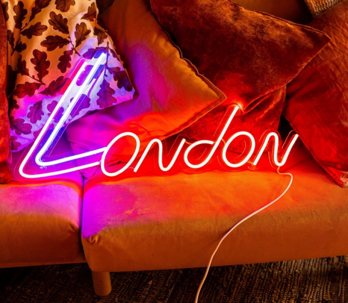 London, Unbreakable Neon Sign Night Light, Transparent background