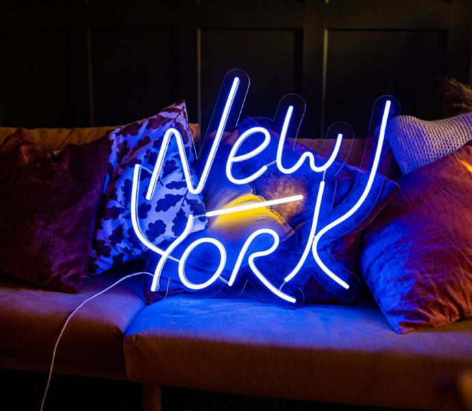 New York, Unbreakable Neon Sign Night Light, Transparent background