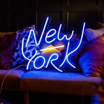 New York, Unbreakable Neon Sign Night Light, Transparent background